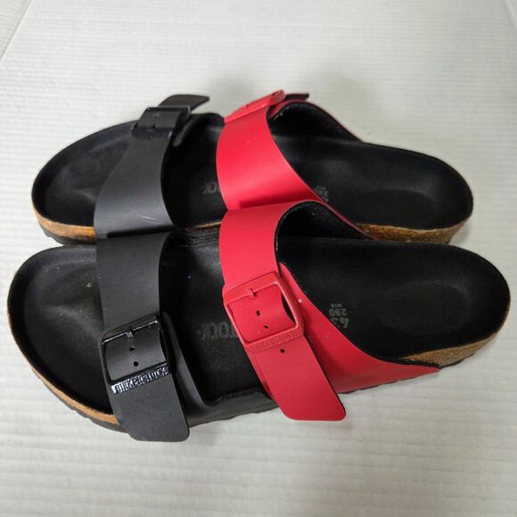 Birkenstock Men's Arizona Split Black/Poppy Red Birko Size 43 Sandals Slides - Picture 3 of 11